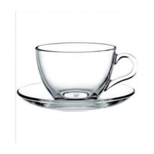 Glastasse glasklar 238 ml 6er Set 12 Stück 6 X Tassen mit 6 X Unterteller