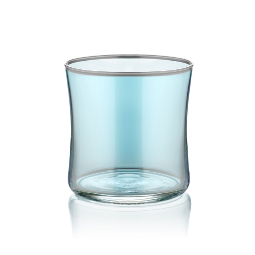Wasserglas klein blau mit Platinrand 250 ml 6er Set