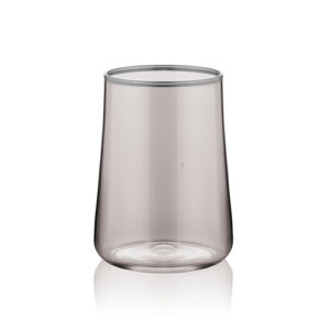 Kleines Wasserglas zum Kaffee rauchgrau mit Platinrand stilvoll 120 ml 6er Set
