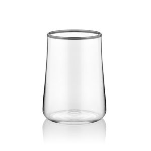 Kleines Wasserglas zum Kaffee transparent mit Platinrand stilvoll120 ml 6er Set
